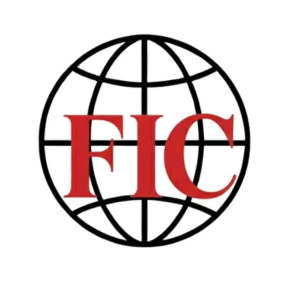 Feel It Creation FIC official brand logo featuring red letters over a globe icon